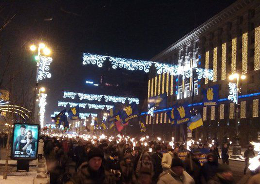 В столице прошло факельное шествие ко дню рождения Бандеры