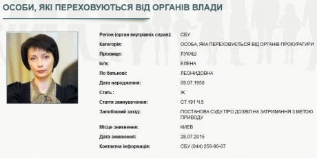 Экс-главу Минюста Лукаш объявили в розыск